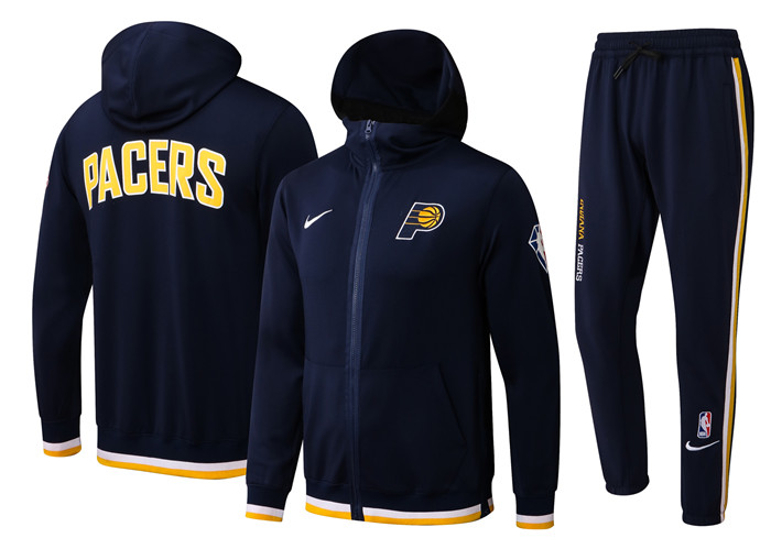 Men's Indiana Pacers 75th Anniversary Navy Performance Showtime Full-Zip Hoodie Jacket And Pants Suit